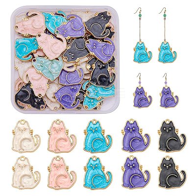 50Pcs 5 Colors Alloy Enamel Pendants ENAM-SZ0002-86-1