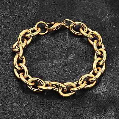 304 Stainless Steel Cable Chain Bracelets for Women LS-BJEW-Q050-01C-G-1