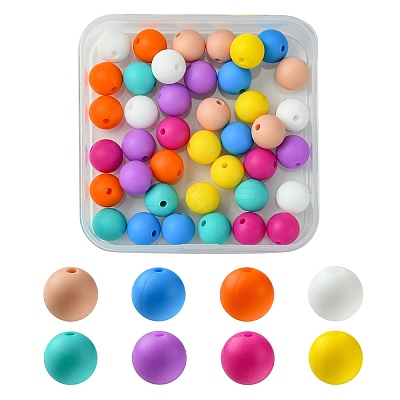 40Pcs 8 Colors Food Grade Eco-Friendly Silicone Focal Beads SIL-FS0001-20-1