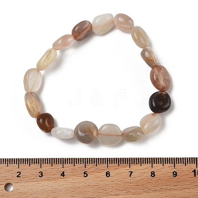 Natural Multi-Moonstone Stretch Beaded Bracelets X-BJEW-K213-C14-1
