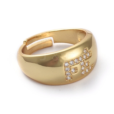 Adjustable Brass Micro Pave Cubic Zirconia Finger Rings RJEW-G096-17G-1
