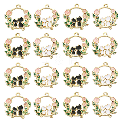 20Pcs 2 Colors Alloy Enamel Pendants ENAM-CJ0004-20-1