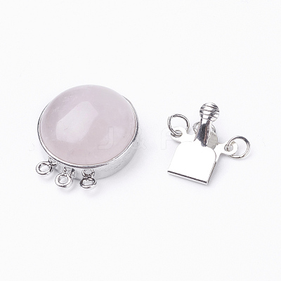 Natural Rose Quartz Box Clasps G-E427-13P-1