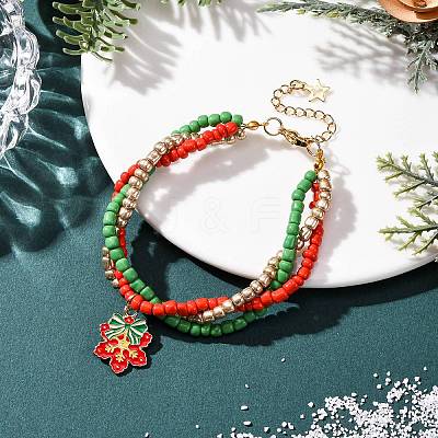 Christmas Alloy Enamel Charm Bracelets BJEW-JB12482-01-1