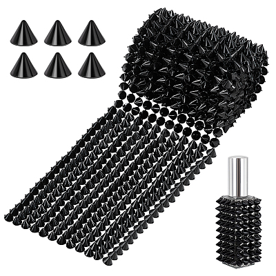 12-Row Resin Spike Stud Cone Flatback Punk Rock Trim Mesh Bead Craft FIND-GA0003-72A-1