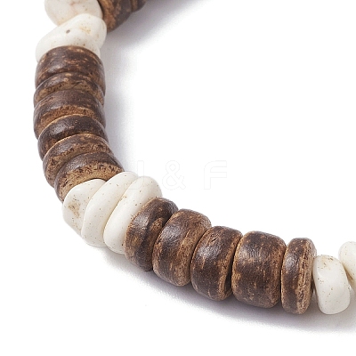 Natural Coconut & Magnesite Chip Beads Stretch Bracelets for Men Women BJEW-JB12457-02-1