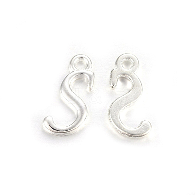 Silver Color Plated Alloy Letter Pendants PALLOY-J718-01S-S-1