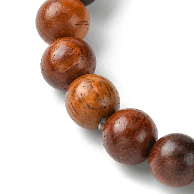 Unisex Natural Wood Beaded Stretch Bracelets BJEW-JB05463-01-1
