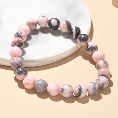 Natural Zebra Jasper Bead Stretch Bracelets X-BJEW-K212-B-035-1