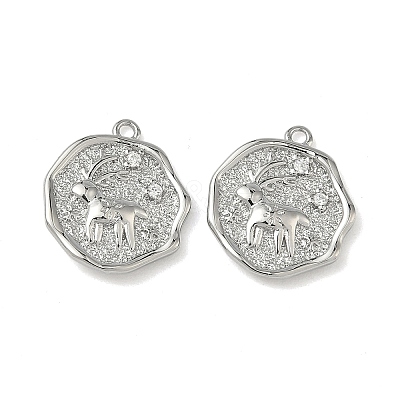 Christmas Brass Micro Pave Clear Cubic Zirconia Pendants KK-A280-03B-P-1