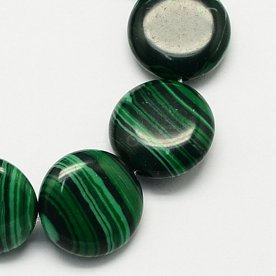 Flat Round Synthetic Malachite Beads Strands X-G-S110-11-1