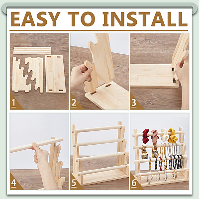 4-Tier Wood Scrunchie Holders ODIS-WH0348-220-1