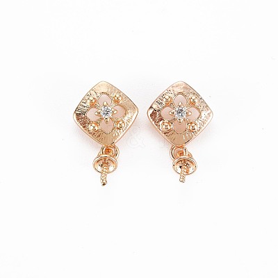 Brass Micro Pave Clear Cubic Zirconia Peg Bails Pendants KK-S364-091-1