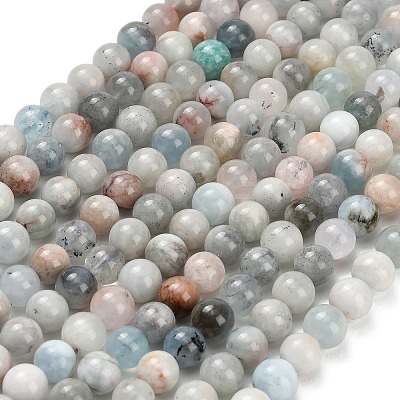 Natural Aquamarine Beads Strands G-F591-29A-8mm-03-1