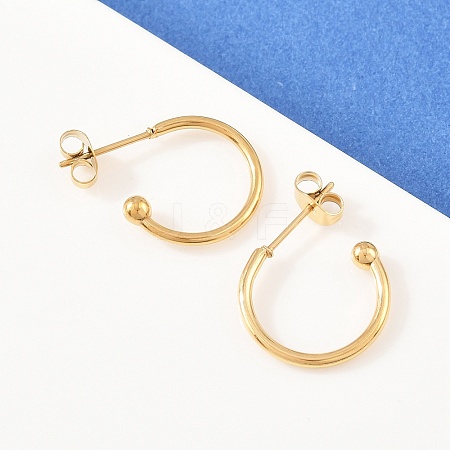 C-Shaped 304 Stainless Steel Stud Earrings EJEW-Z154-01G-02-1