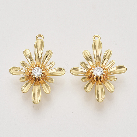Brass Cubic Zirconia Links connectors X-KK-N216-07-1