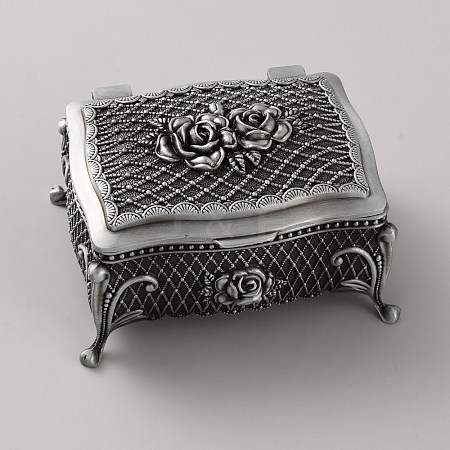 Retro Embossed Flower Alloy Jewelry Storage Decorative Boxes CON-WH20008-27A-1