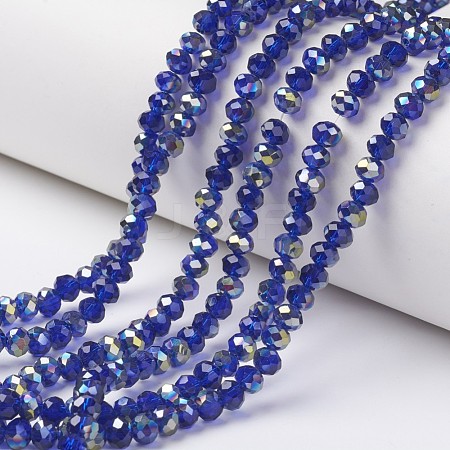 Electroplate Transparent Glass Beads Strands EGLA-A034-T6mm-S15-1