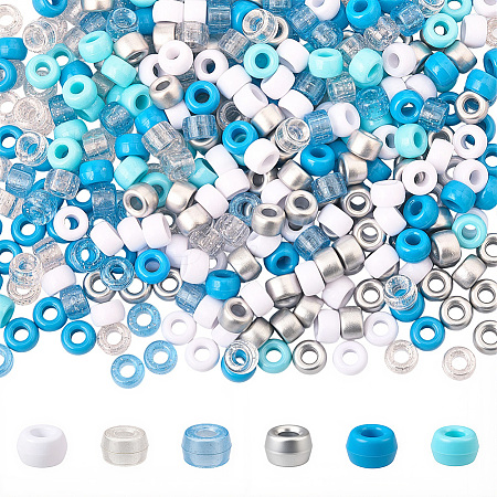 600Pcs 6 Colors Opaque & Tansparent Acrylic European Beads MACR-SC0002-02E-1