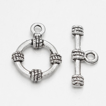 Tibetan Style Alloy Ring Toggle Clasps PALLOY-J564-08AS-1