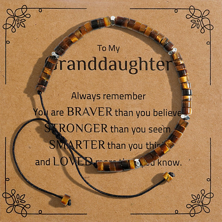 Vintage Beaded Tiger Eye Adjustable Bracelet with Card HM3299-16-1