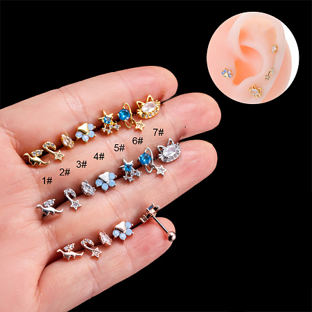 316L Stainless Steel Cubic Zirconia Cartilage Earrings for Women WGF6ABA-21-1