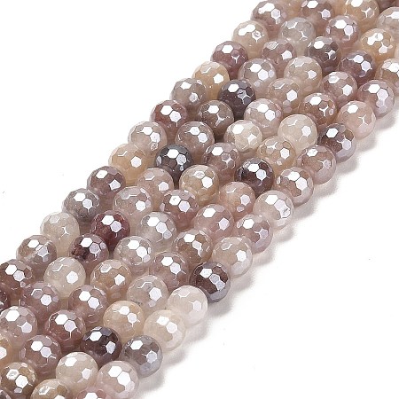 Electroplated Natural Quartz Round Beads Strands G-L598-A06-02-1