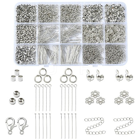 DIY Iron Eye Pin & Flat Head Pins & Bead Caps & Bead Tips Jewelry Making Findings Kits DIY-YW0010-20B-1