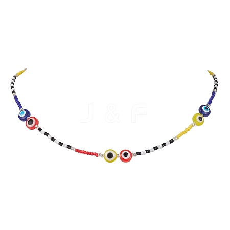 Resin and Glass Seed Bead Necklaces NJEW-MZ00029-1
