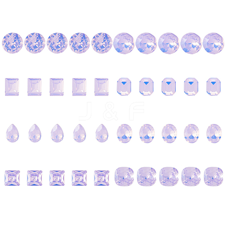 40Pcs 8 Styles K9 Glass Rhinestone Cabochons MRMJ-DC0001-02-1