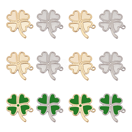 12Pcs 2 Colors 304 Stainless Steel Pendant Cabochon Settings For Enamel STAS-UN0028-82-1