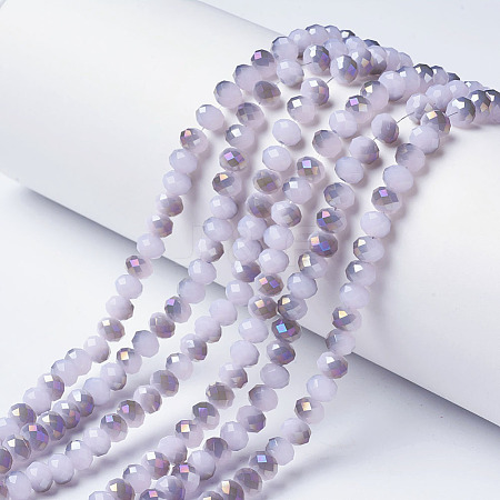Electroplate Glass Beads Strands X-EGLA-A034-J4mm-F01-1