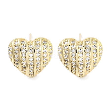 Brass Micro Pave Clear Cubic Zirconia Studs Earring for Women EJEW-S217-A02-1