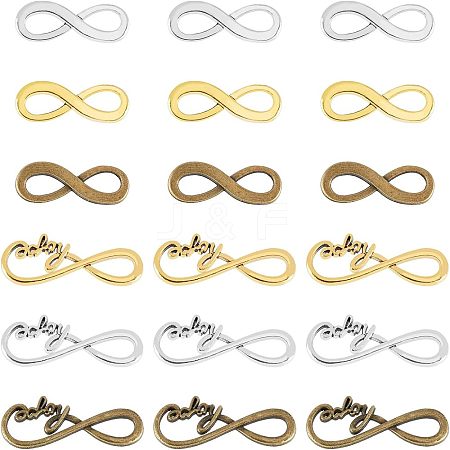 120Pcs 6 Styles Tibetan Style Alloy Infinity with Hope Connector Charms TIBE-FH0001-20-1