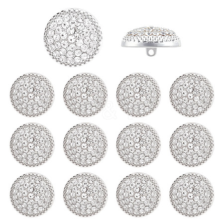 14Pcs 1-Hole Alloy Glass Shank Buttons BUTT-MA0001-16C-S-1