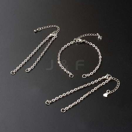 Handmade 304 Stainless Steel Cable Chains Bracelets Making Accessories AJEW-JB01022-1