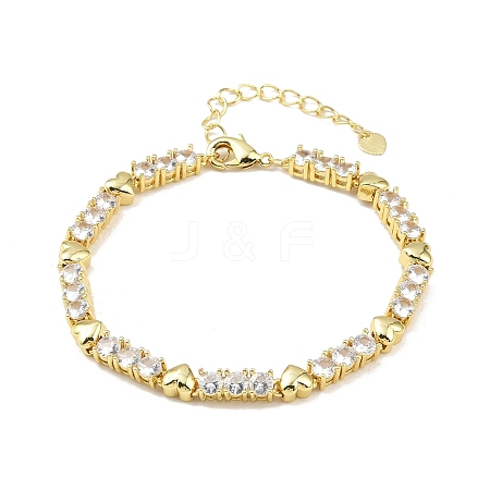Brass Micro Pave Clear Cubic Zirconia Link Chain Bracelets for Women BJEW-P366-02B-G-1