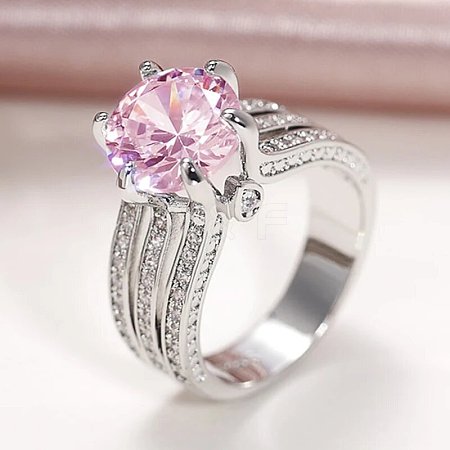 Brass Micro Pave Cubic Zirconia Finger Rings for Women FS-WGB56BB-06-1