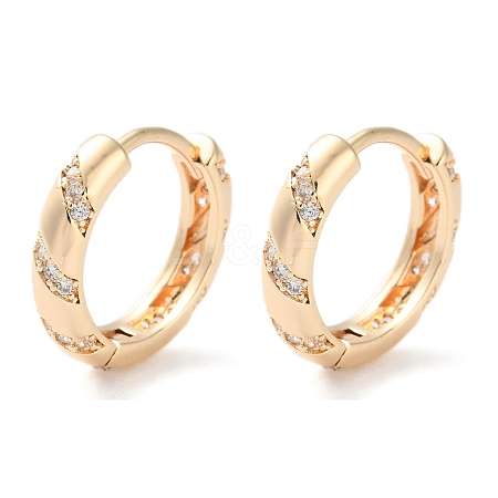 Brass Micro Pave Clear Cubic Zirconia Hoop Earrings EJEW-C121-01G-1