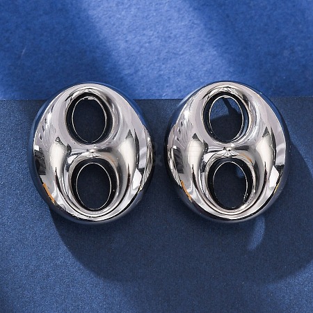 Oval 304 Stainless Steel Stud Earrings EJEW-A125-79B-P-1