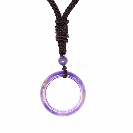 Natural Amethyst Pendant Necklaces PW-WG76159-02-1