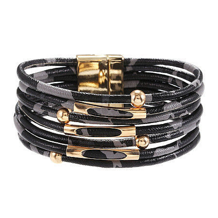 Imitation PU Leather Cord Multi-strand Bracelets for Women Girl WG4D46A-20-1