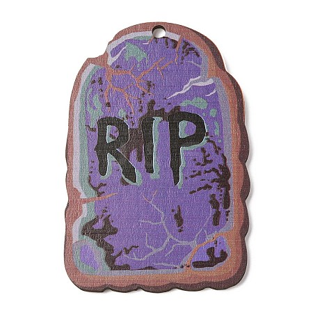 Halloween Printed Wooden Big Pendants WOOD-I016-01H-1