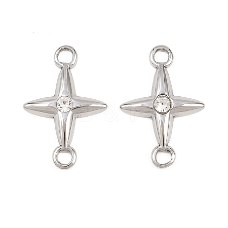 304 Stainless Steel Crystal Rhinestone Connector Charms STAS-P437-14B-P-1
