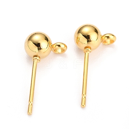 304 Stainless Steel Ball Post Stud Earring Findings STAS-Z035-01G01-G-1