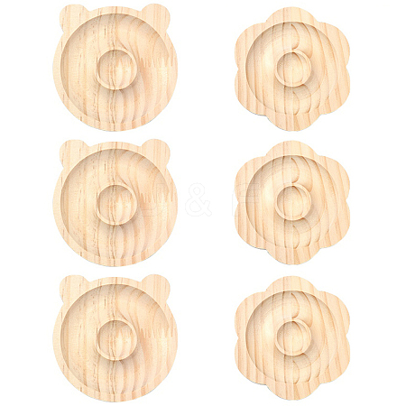 2Pcs 2 Styles Beech Wooden Bangle & Bracelet & Finger Ring & Beads Display Holder Tray AJEW-YW0001-26-1
