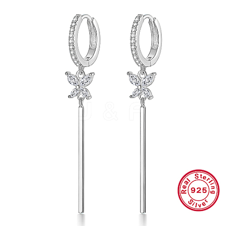 Rhinestone Butterfly Hoop Earrings PF3153-2-1