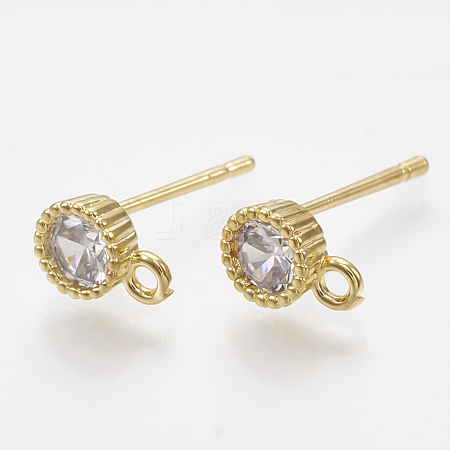 Brass Cubic Zirconia Stud Earring Findings KK-T035-82-1