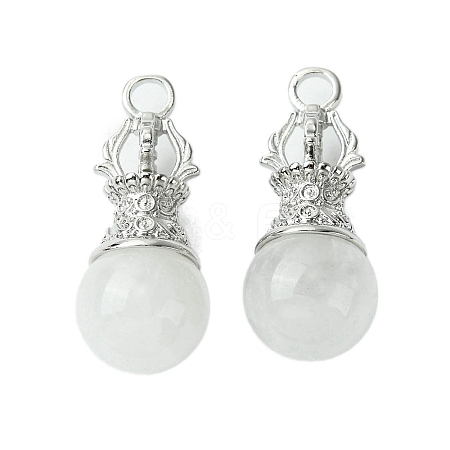 Natural Quartz Crystal Round Pendants G-C114-04P-18-1
