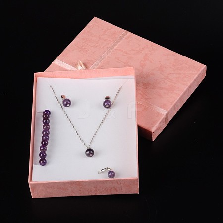 Jewelry Cardboard Boxes with Flower(Color Random Delivery) and Sponge Inside LS-CBOX-R023-4-1